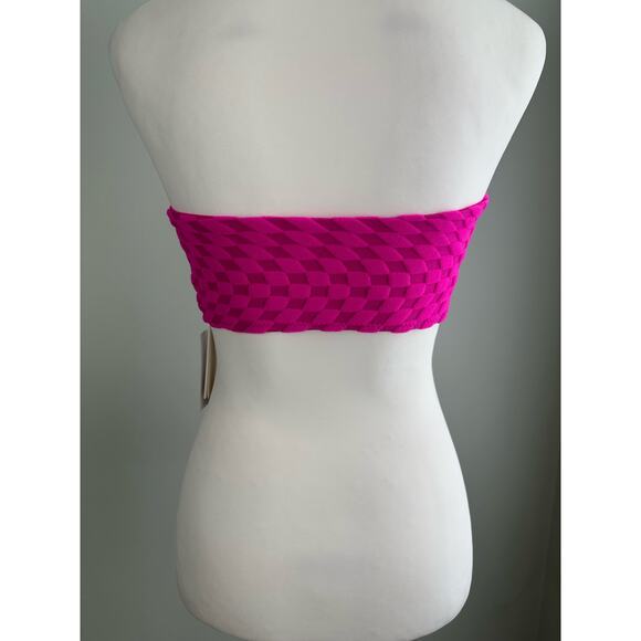 NWT Good American Hawaiian Pink Jacquard Bandeau Bikini Top - M - Picture 7 of 8